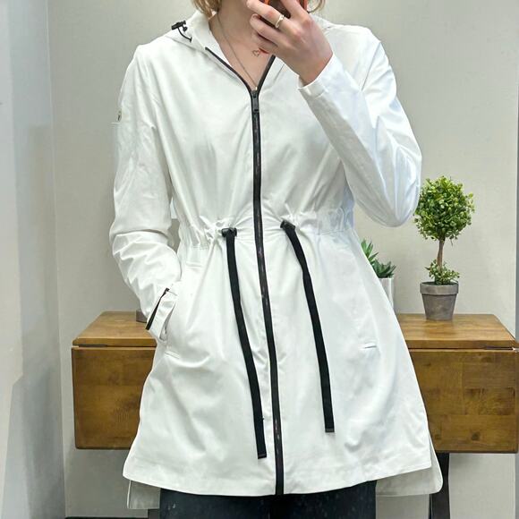 Sam Edelman White Hooded Rain Coat Medium - Picture 1 of 7